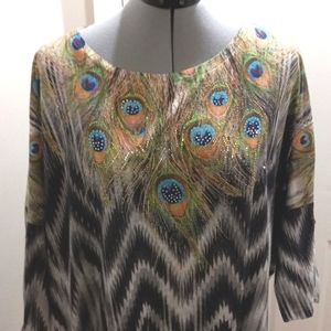 French Blue Sz 2X Feather Top with Emblishments